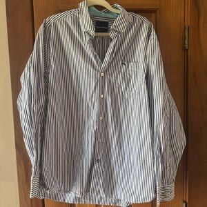 Tommy Bahama Button Down Shirt Men’s Large Blue Striped Pima Cotton Casual
